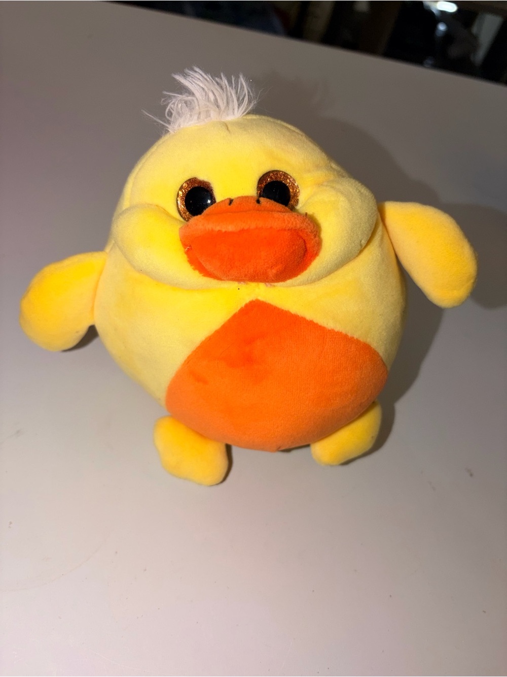 Plush Yellow & Orange Duck Toy for Birds